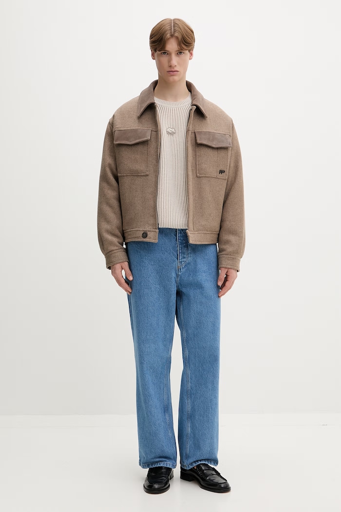 Filling Pieces svetr pánský s vlnou Knit Sweater Raglan 422575500261 béžová AW25