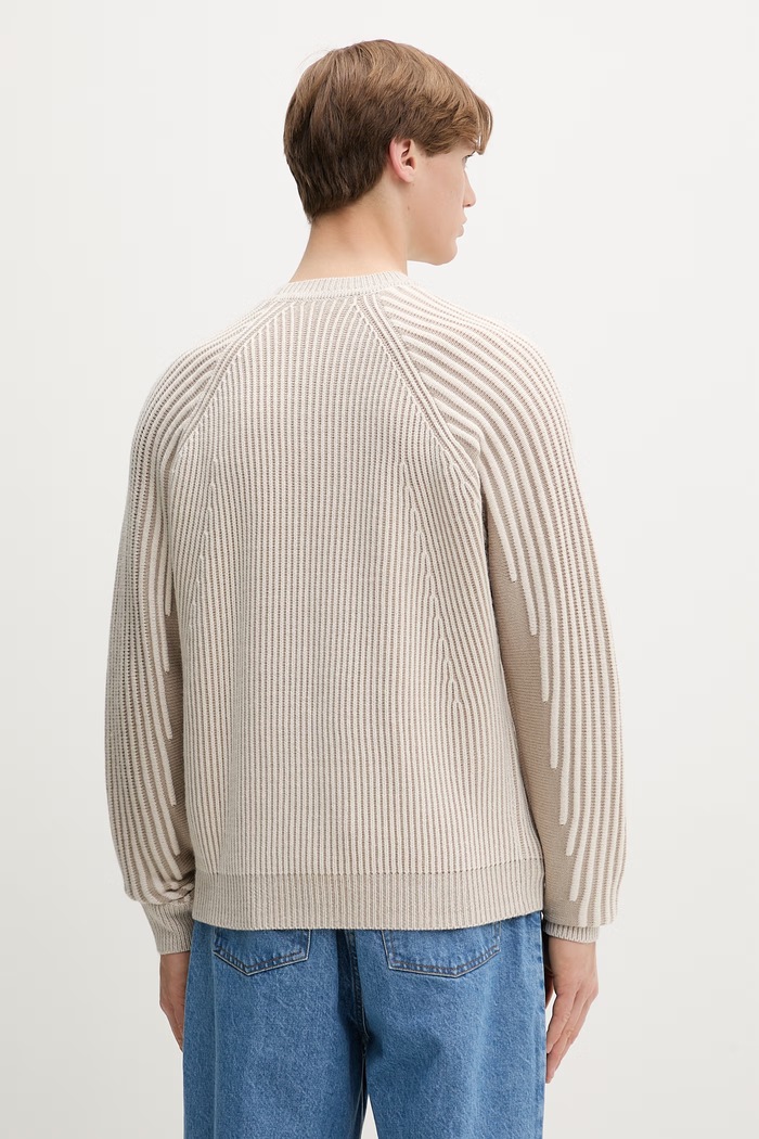 Oblečení Filling Pieces svetr pánský s vlnou Knit Sweater Raglan 422575500261 béžová
