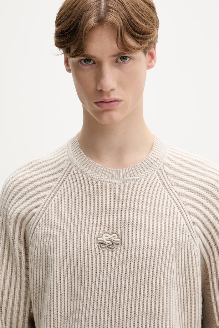 Filling Pieces svetr pánský s vlnou Knit Sweater Raglan béžová 422575500261