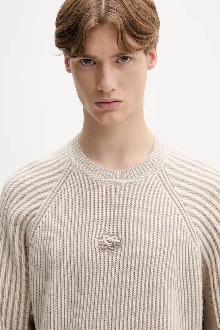Filling Pieces svetr pánský s vlnou Knit Sweater Raglan béžová 422575500261