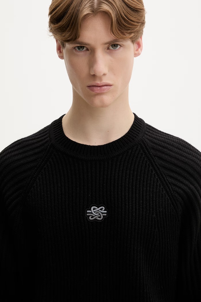 Filling Pieces svetr pánský s vlnou Knit Sweater Raglan černá 422575500261