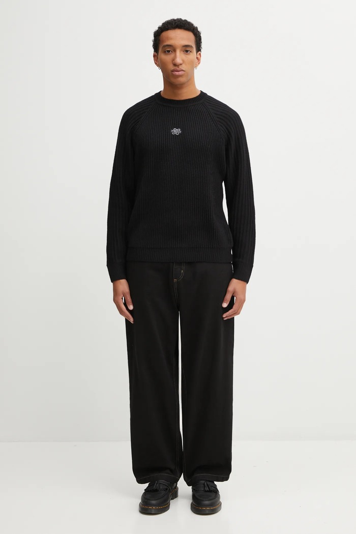 Filling Pieces Men's Wool Knit Sweater Raglan 422575500261 black