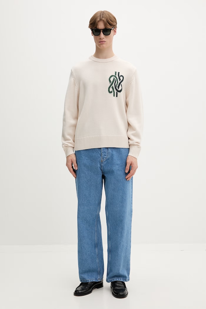 Filling Pieces svetr pánský s vlnou Knit Sweater Knot 422575500265 béžová AW25
