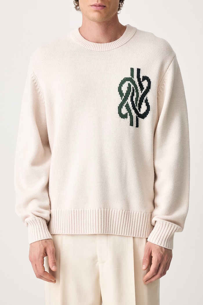 Filling Pieces sveter pánsky s vlnou Knit Sweater Knot béžová 422575500265