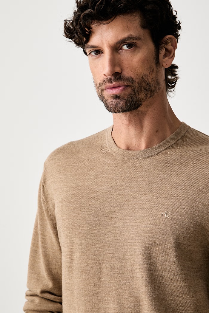 Calvin Klein sweter męski wełniany brązowy LV04LB305G