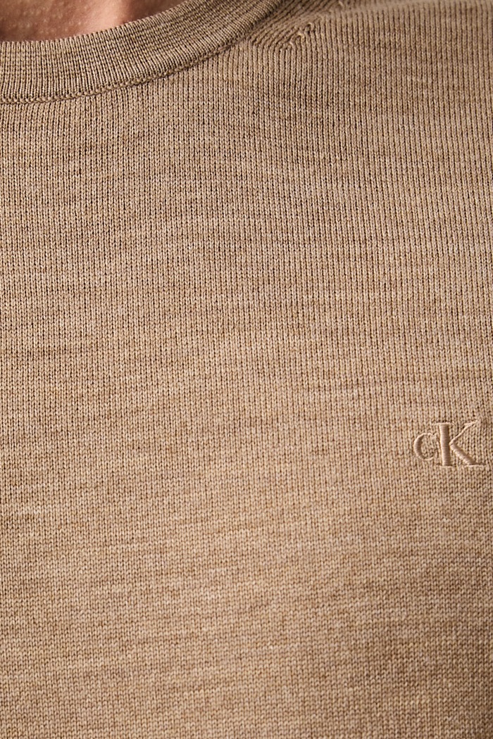 Calvin Klein sweter męski wełniany LV04LB305G brązowy
