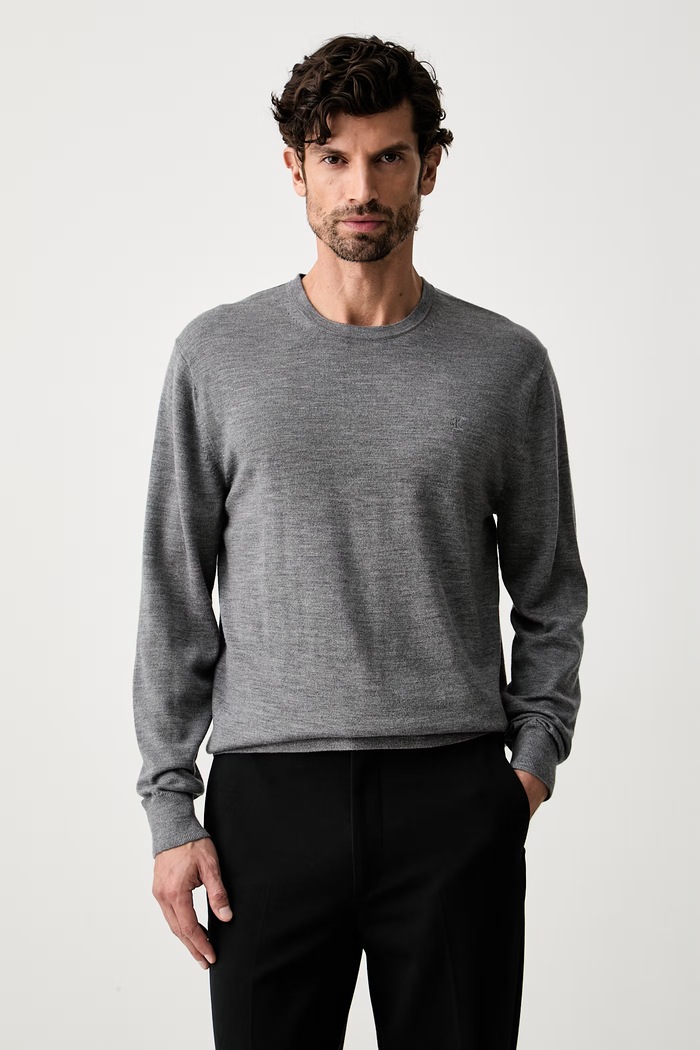 Calvin Klein sweter męski wełniany szary LV04LB305G