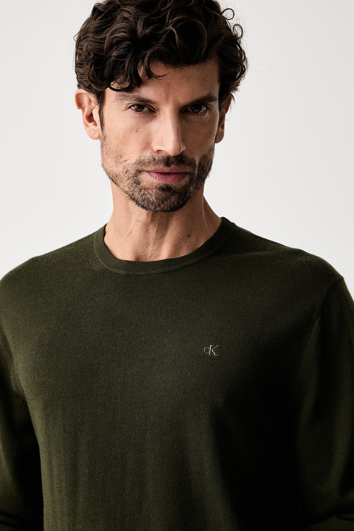Calvin Klein sweter męski wełniany zielony LV04LB305G
