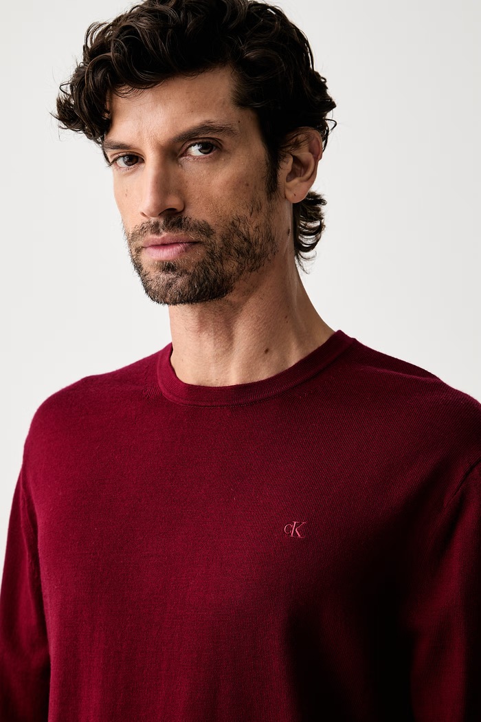 Calvin Klein sweter męski wełniany bordowy LV04LB305G