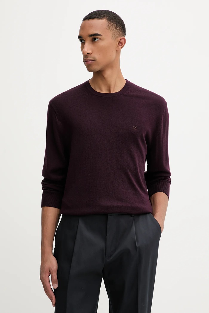 Vlnený sveter Calvin Klein vlna burgundské LV04LB305G