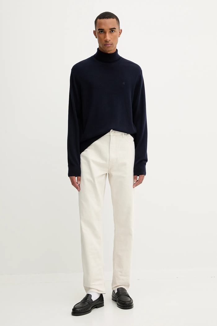 Vlnený sveter Calvin Klein LV04LD317G tmavomodrá AW25