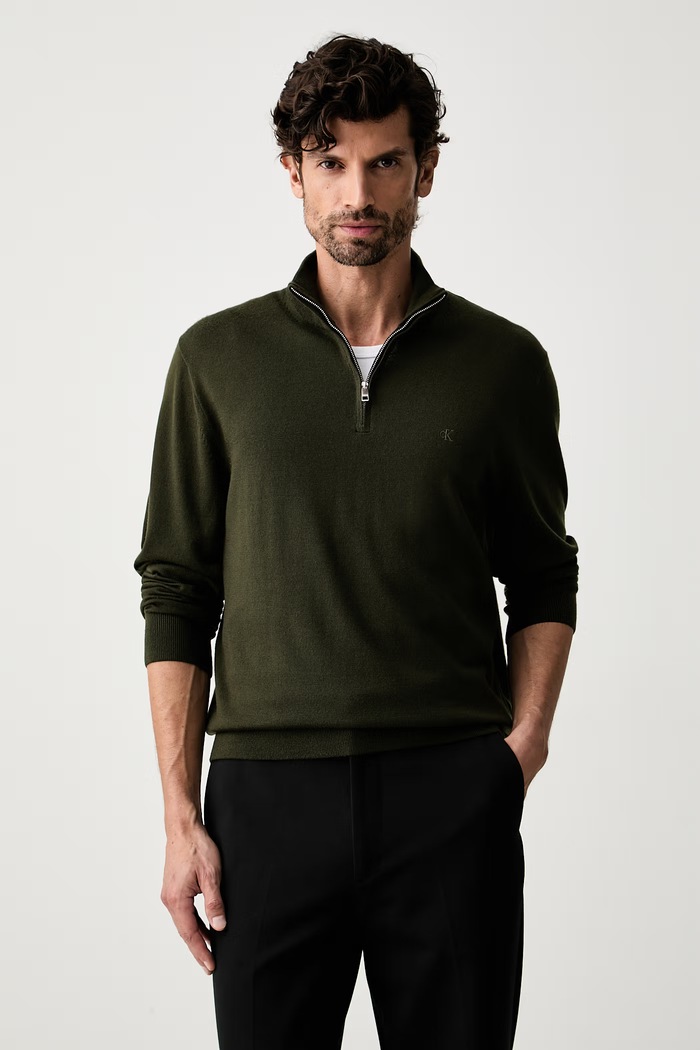 Calvin Klein sweter męski wełniany zielony LV04LD318G
