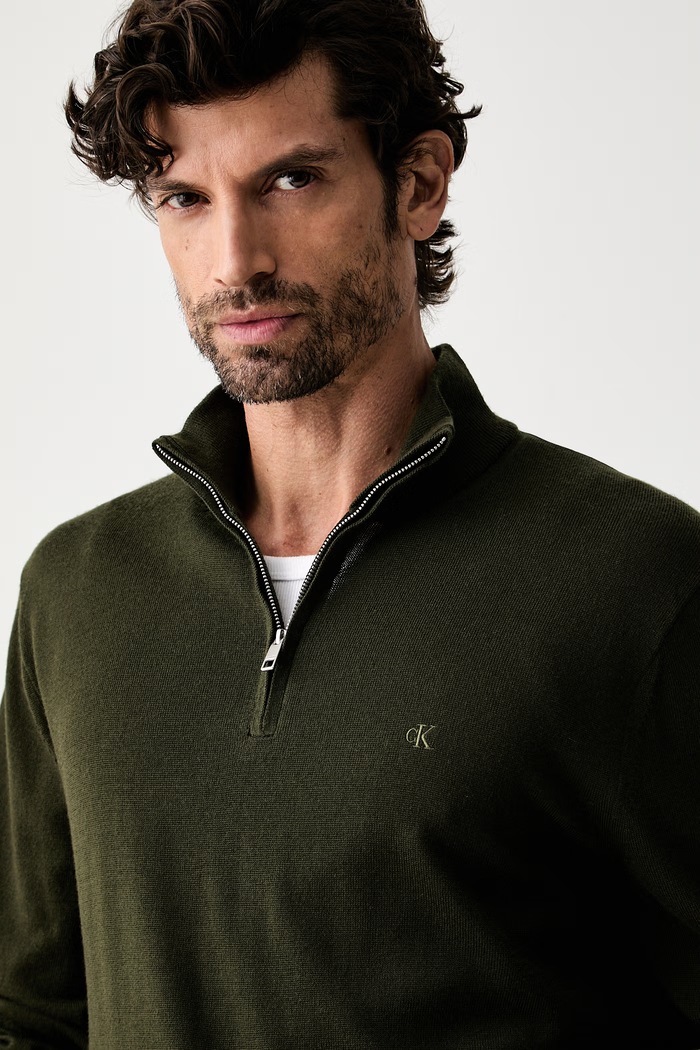 Calvin Klein sweter męski wełniany zielony LV04LD318G