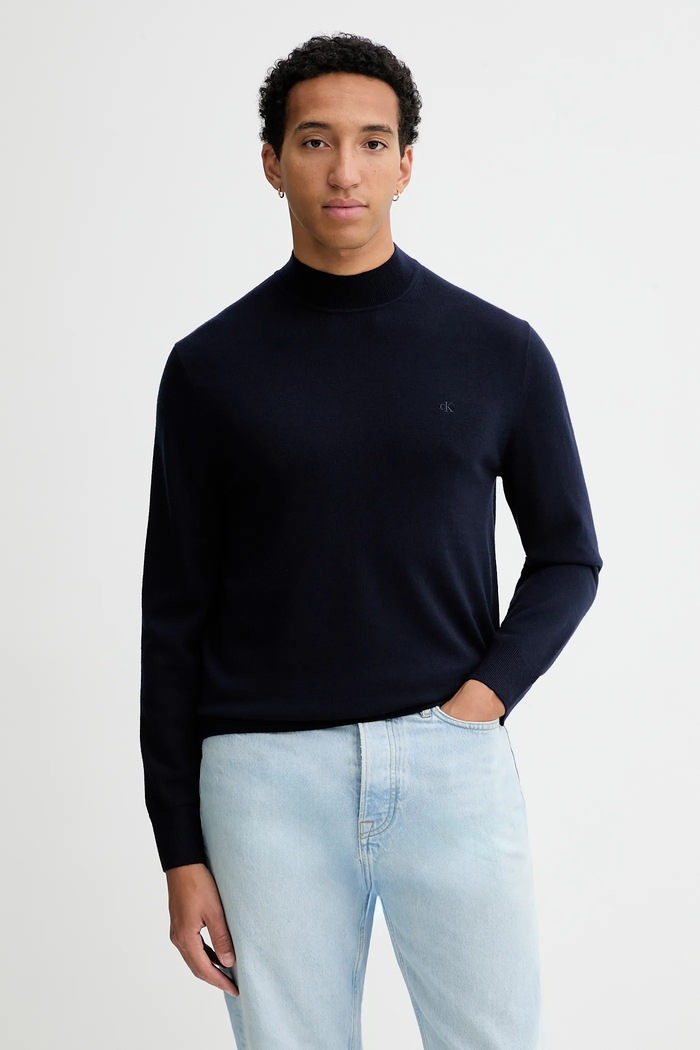 Vlnený sveter Calvin Klein vlna tmavomodrá LV04LE309G