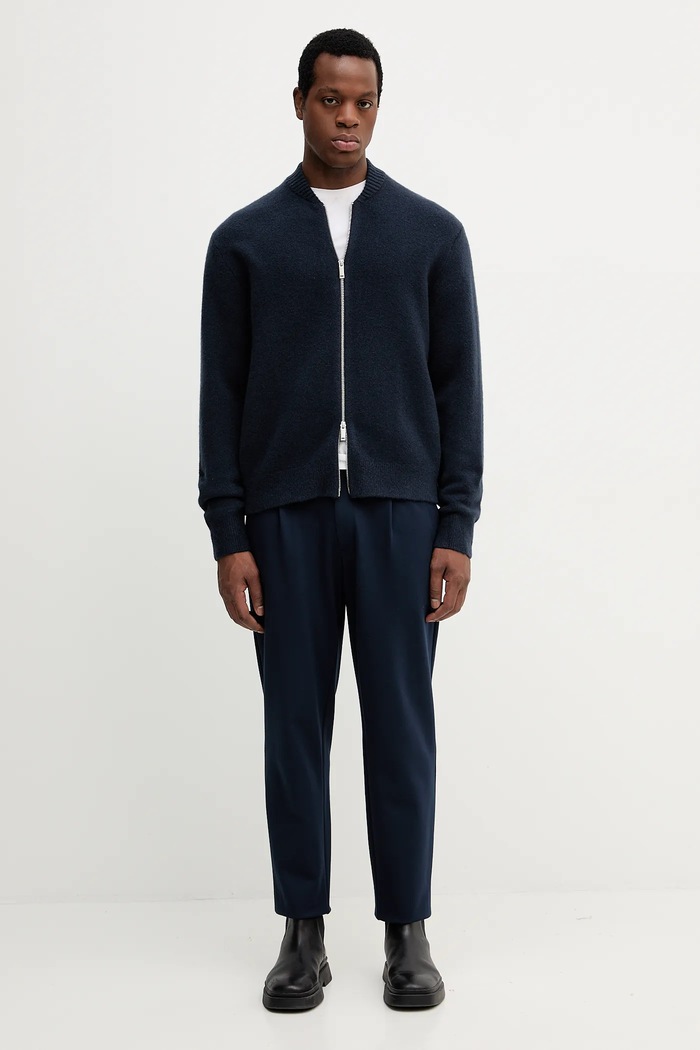 Kardigan s prímesou vlny Calvin Klein LV04LD309G tmavomodrá AW25