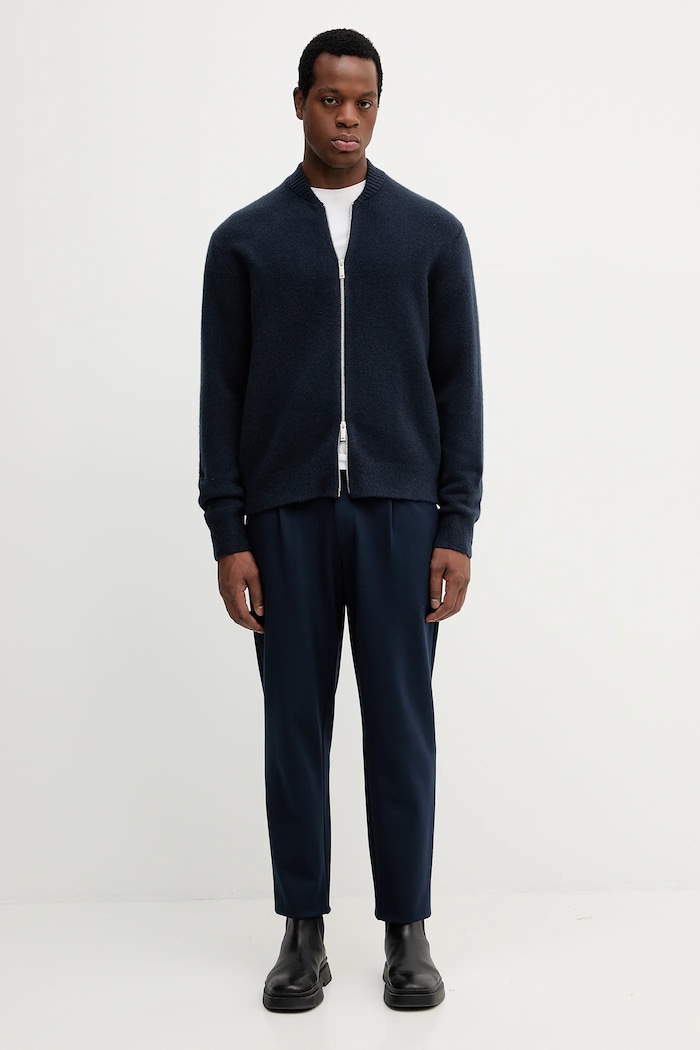 Kardigan s prímesou vlny Calvin Klein LV04LD309G tmavomodrá AW25
