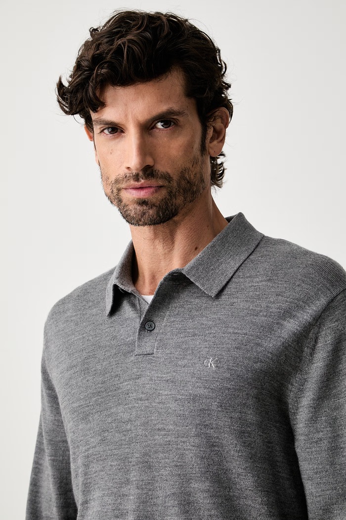 Calvin Klein sweter męski wełniany szary LV04LD319G