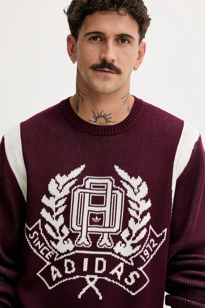 Pamučni pulover adidas Originals Varsity Regular bordo JX8215