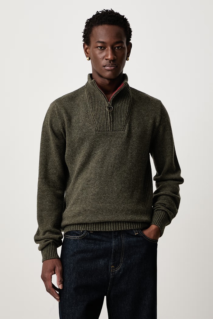 Barbour Svetr pánský vlněný NELSON zelená MKN0863