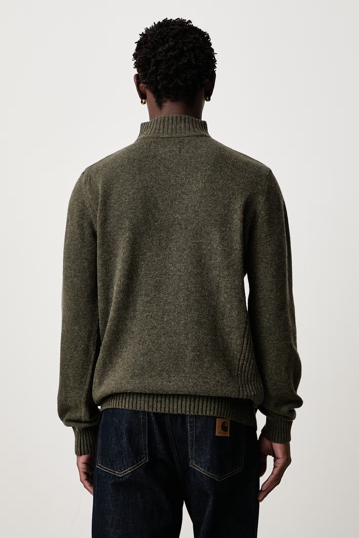 Barbour Sweter męski wełniany NELSON zielony MKN0863