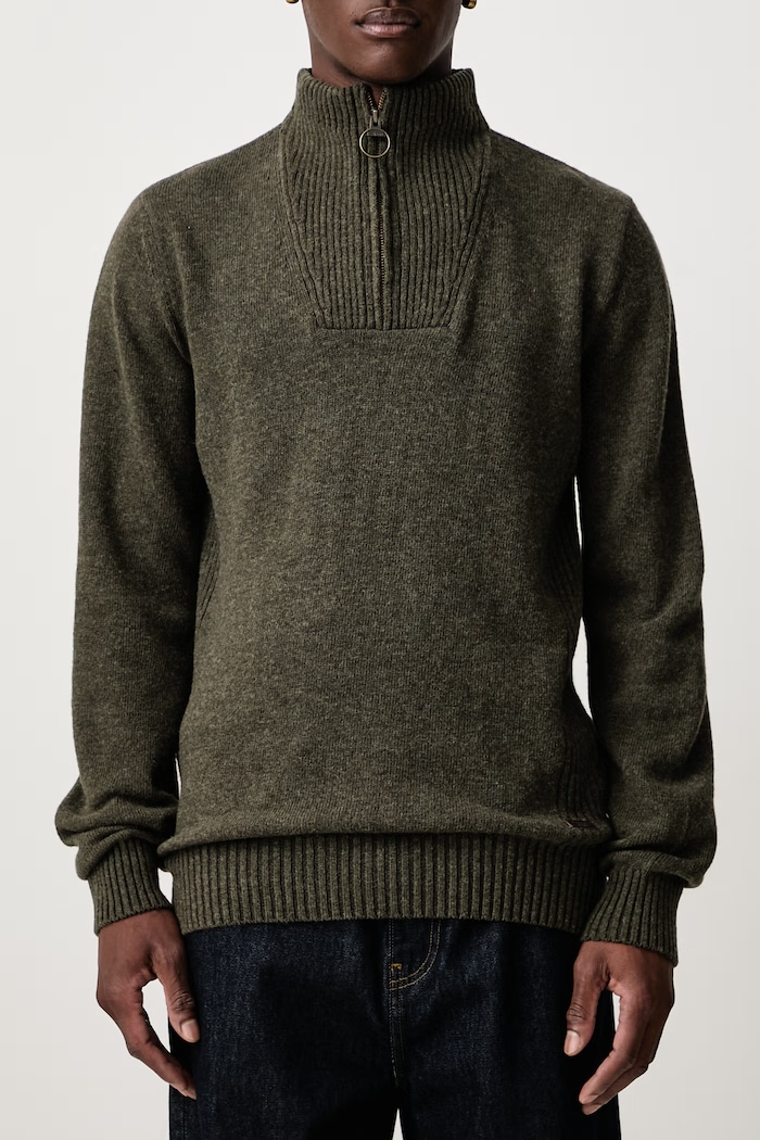 NELSON svetr vlněný pánský Barbour zelená MKN0863