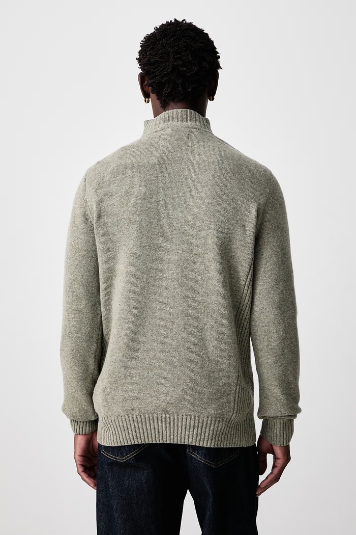 Odzież Barbour Sweter męski wełniany NELSON MKN0863 zielony