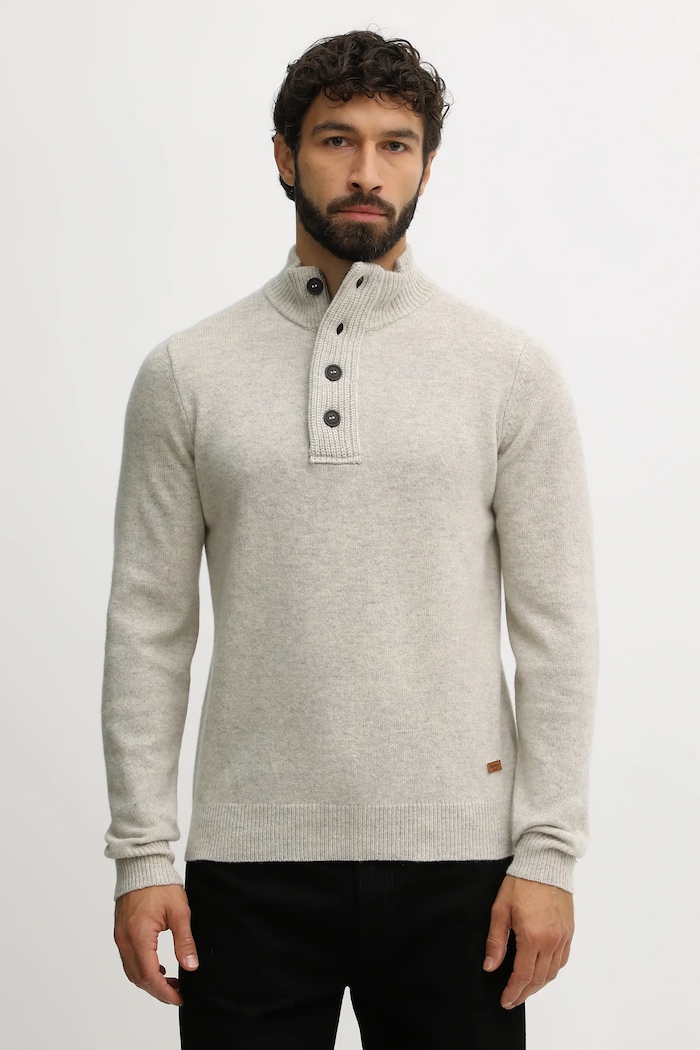 Barbour sweter wełniany wełna beżowy MKN0585