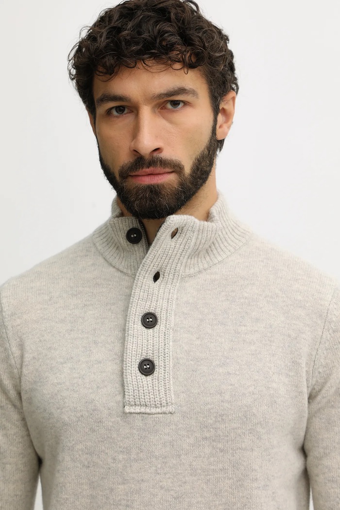 Barbour sweter wełniany beżowy MKN0585