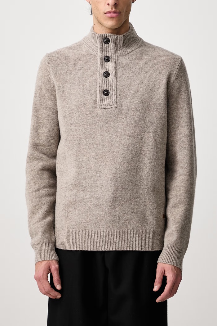 Półgolf męski wełniany Barbour beżowy MKN0585