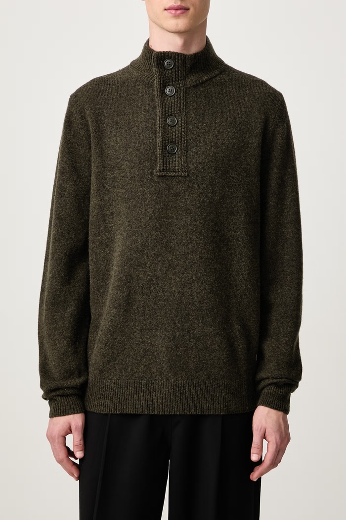 Półgolf męski wełniany Barbour zielony MKN0585