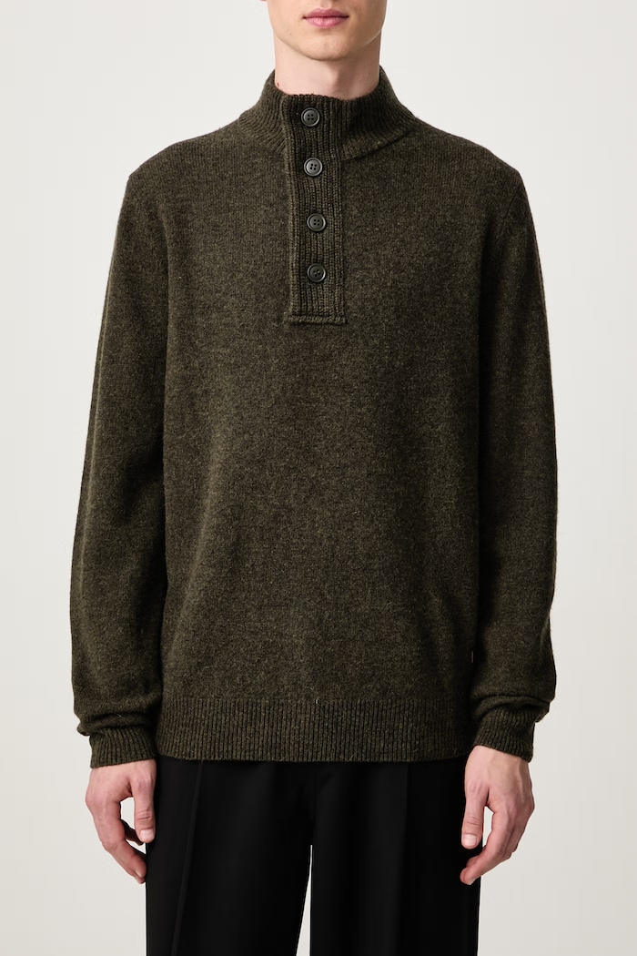 Półgolf męski wełniany Barbour zielony MKN0585