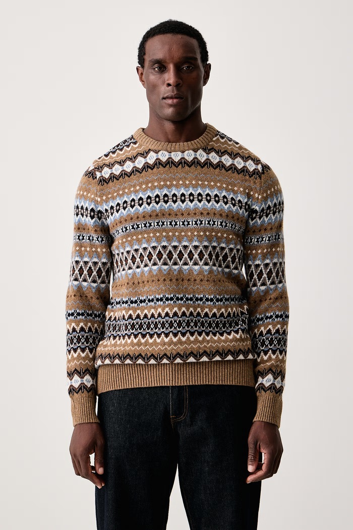 Barbour Sweter męski wełniany beżowy MKN1027