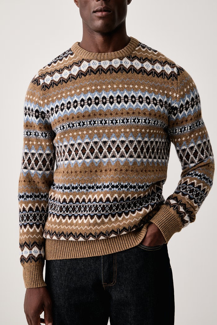 Sweter męski wełniany Barbour MKN1027 beżowy