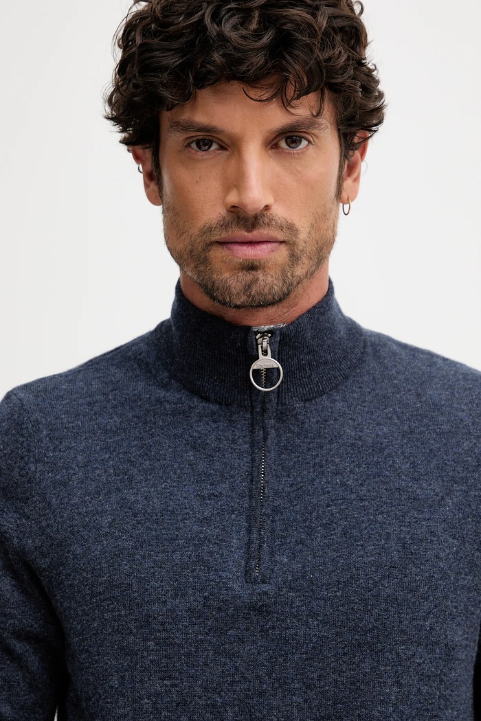 Pulover de lână WATERBURY Barbour MKN1663 bleumarin
