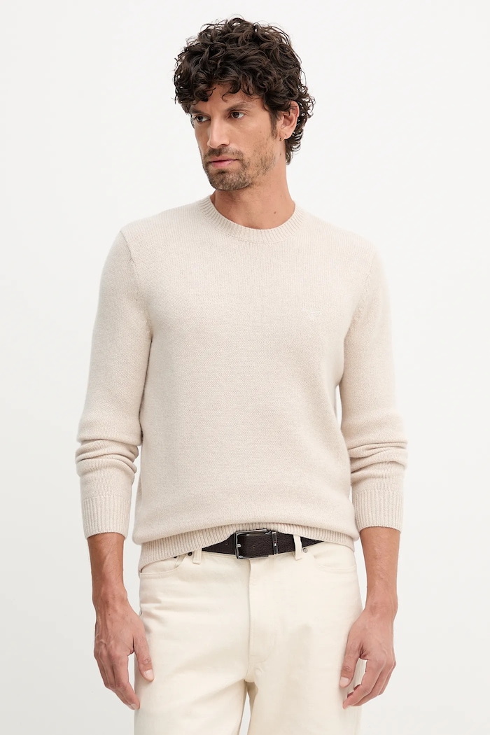Barbour gyapjú pulóver gyapjú bézs MKN1666