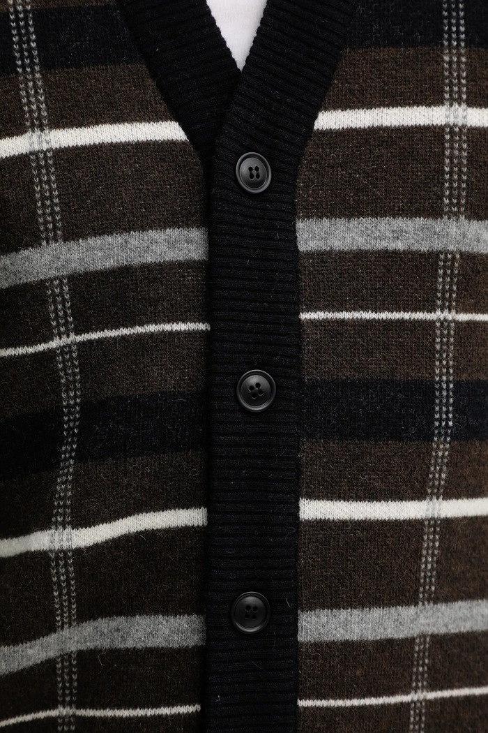 Barbour cardigan din lână KANE MKN1668 maro