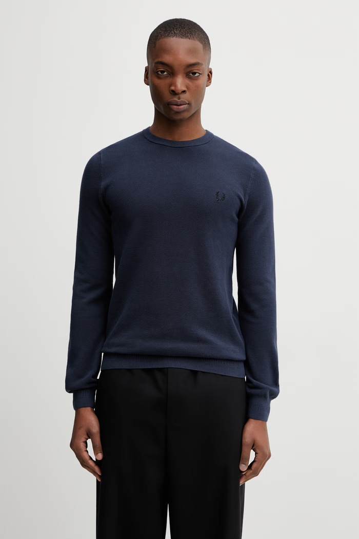 Fred Perry pulover de bumbac uni bleumarin K1309
