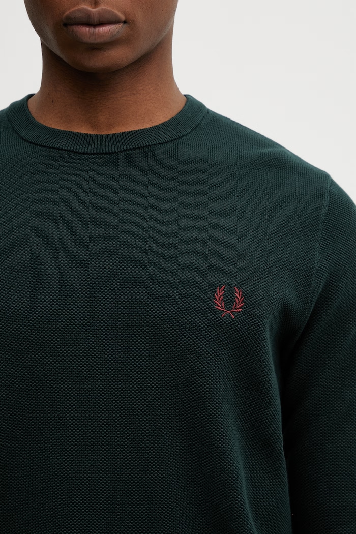 Bavlněný svetr Fred Perry zelená K1309
