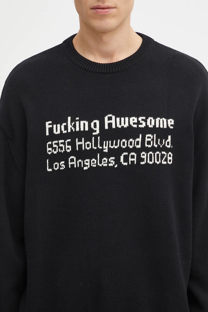 Памучен пуловер Fucking Awesome FA Hollywood черен PN20020