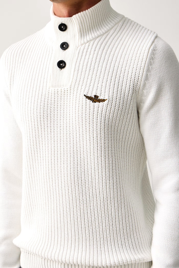 Sweter męski bawełniany Aeronautica Militare MA1572UL00409 biały