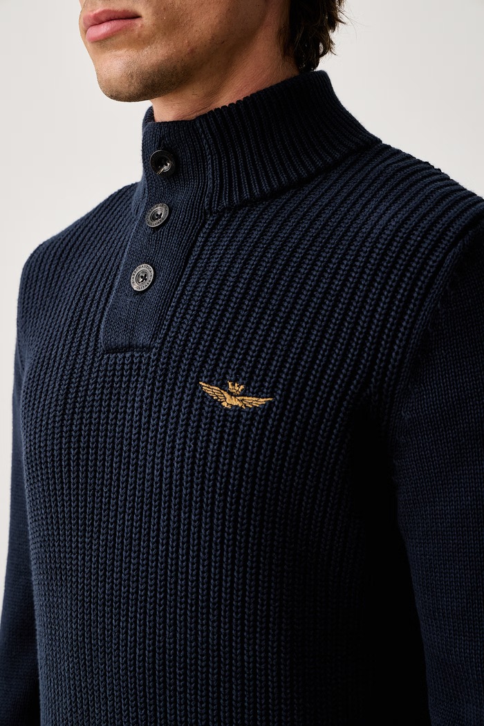 Sweter męski bawełniany Aeronautica Militare granatowy MA1572UL00409