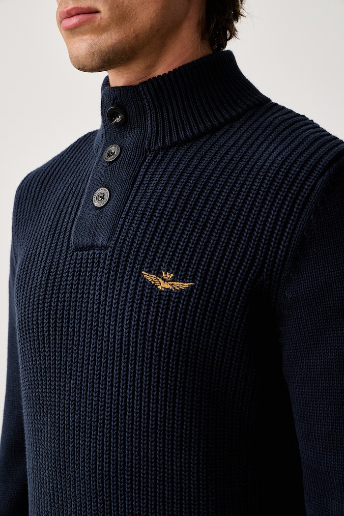 Sweter męski bawełniany Aeronautica Militare granatowy MA1572UL00409