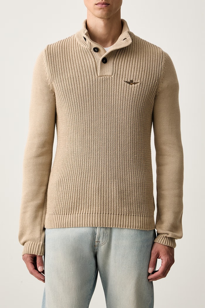 Aeronautica Militare sweter męski bawełniany MA1572UL00409 beżowy