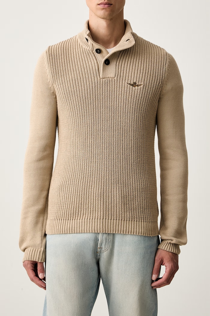 Aeronautica Militare sweter męski bawełniany MA1572UL00409 beżowy