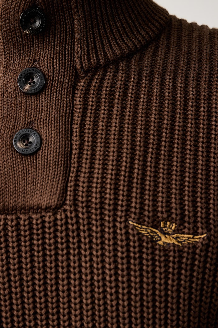Sweter męski bawełniany Aeronautica Militare brązowy MA1572UL00409