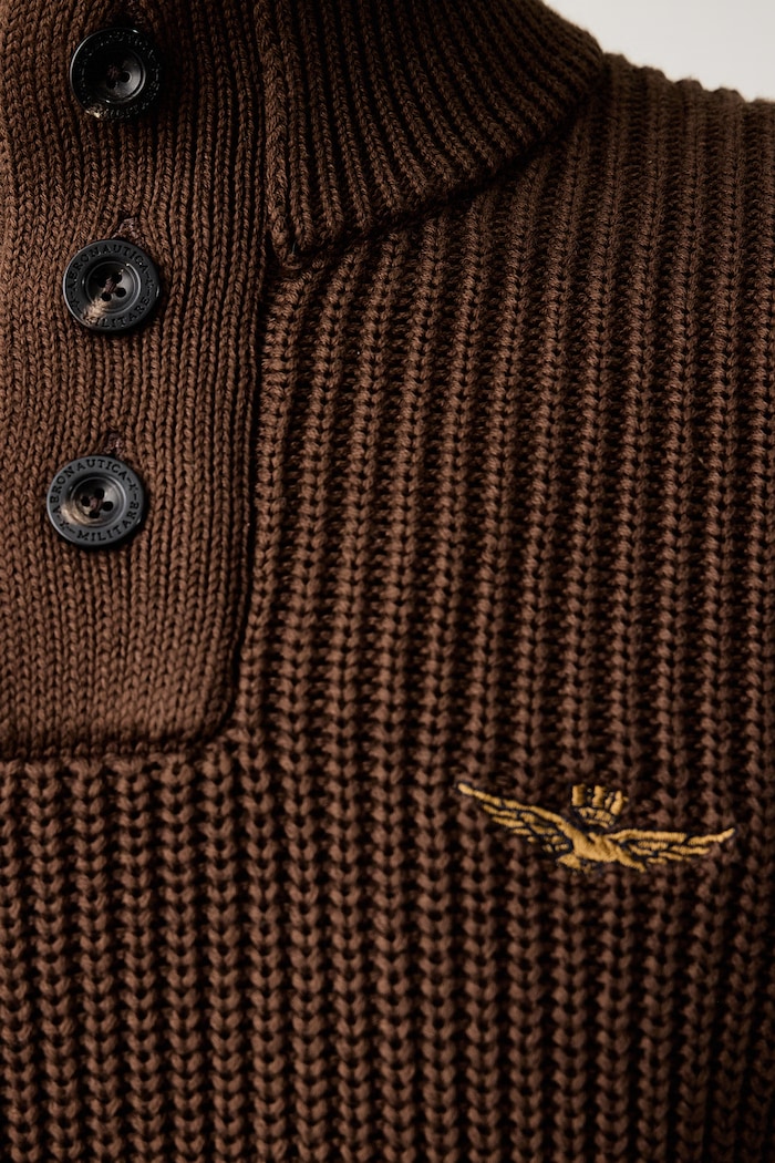 Sweter męski bawełniany Aeronautica Militare brązowy MA1572UL00409
