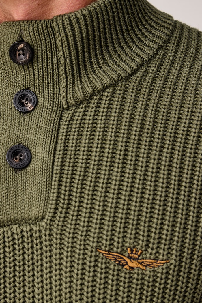 Sweter męski bawełniany Aeronautica Militare MA1572UL00409 zielony