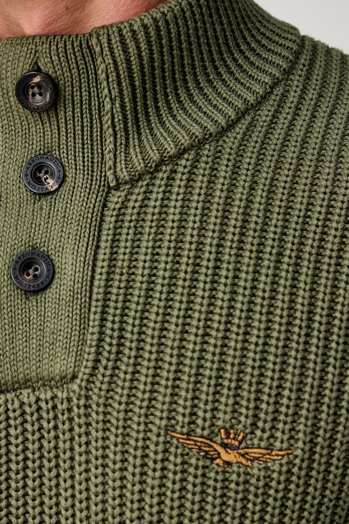 Pulover pentru bărbați din bumbac Aeronautica Militare MA1572UL00409 verde