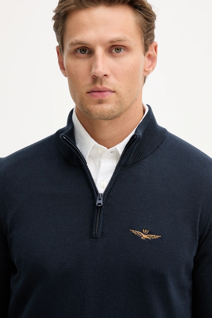 Pulover de bumbac Aeronautica Militare MA1578UL00506 bleumarin