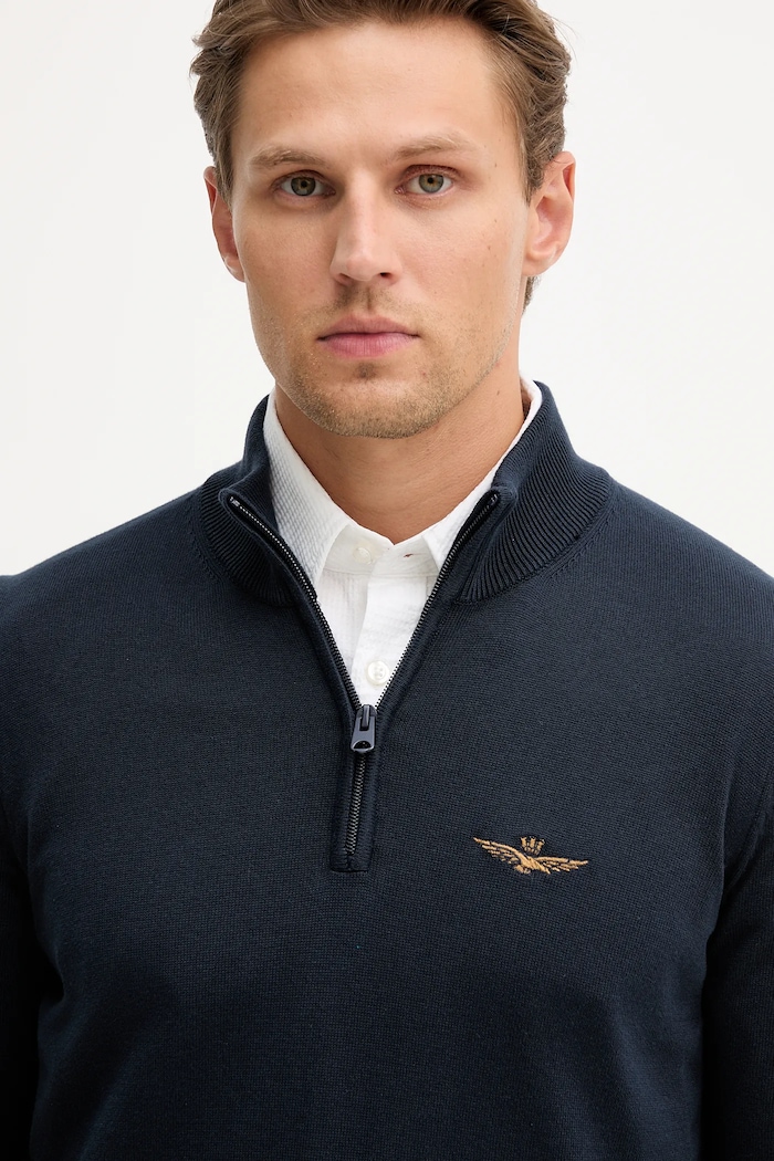 Pulover de bumbac Aeronautica Militare MA1578UL00506 bleumarin